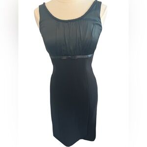 Tahari Black Silk Blend Sheath Dress w/bead detail & back hidden zipper Size 4